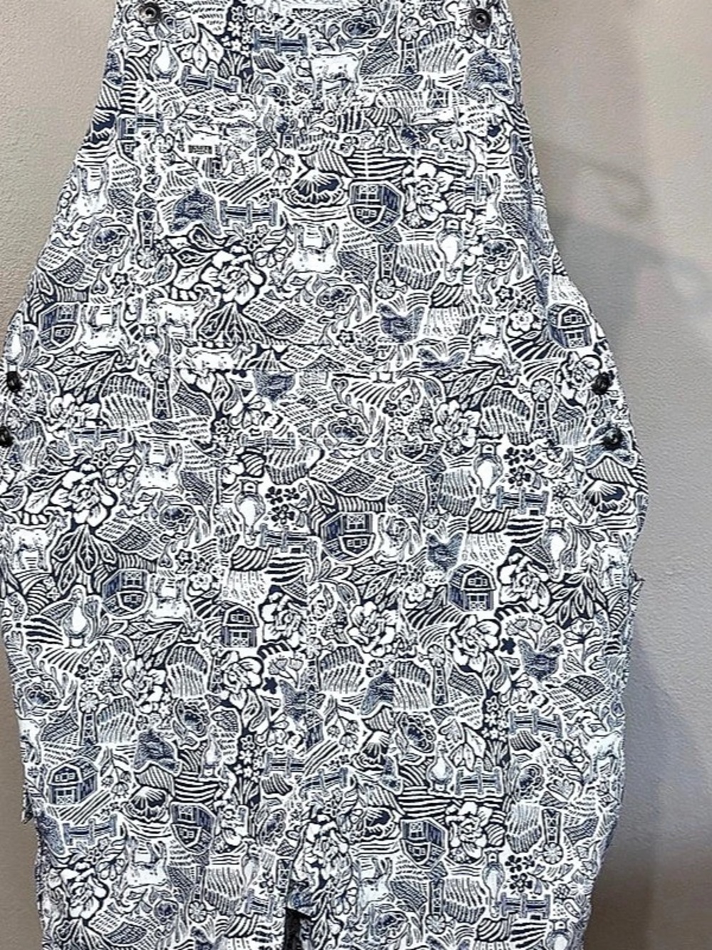 Duluth Trading Co. Blue/White Farm Garden Overall Romper Shorts One-Piece 2XL